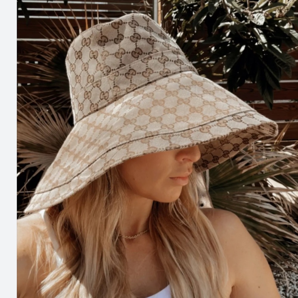 Gucci Canvas Wide Brim Hat 100% Authentic